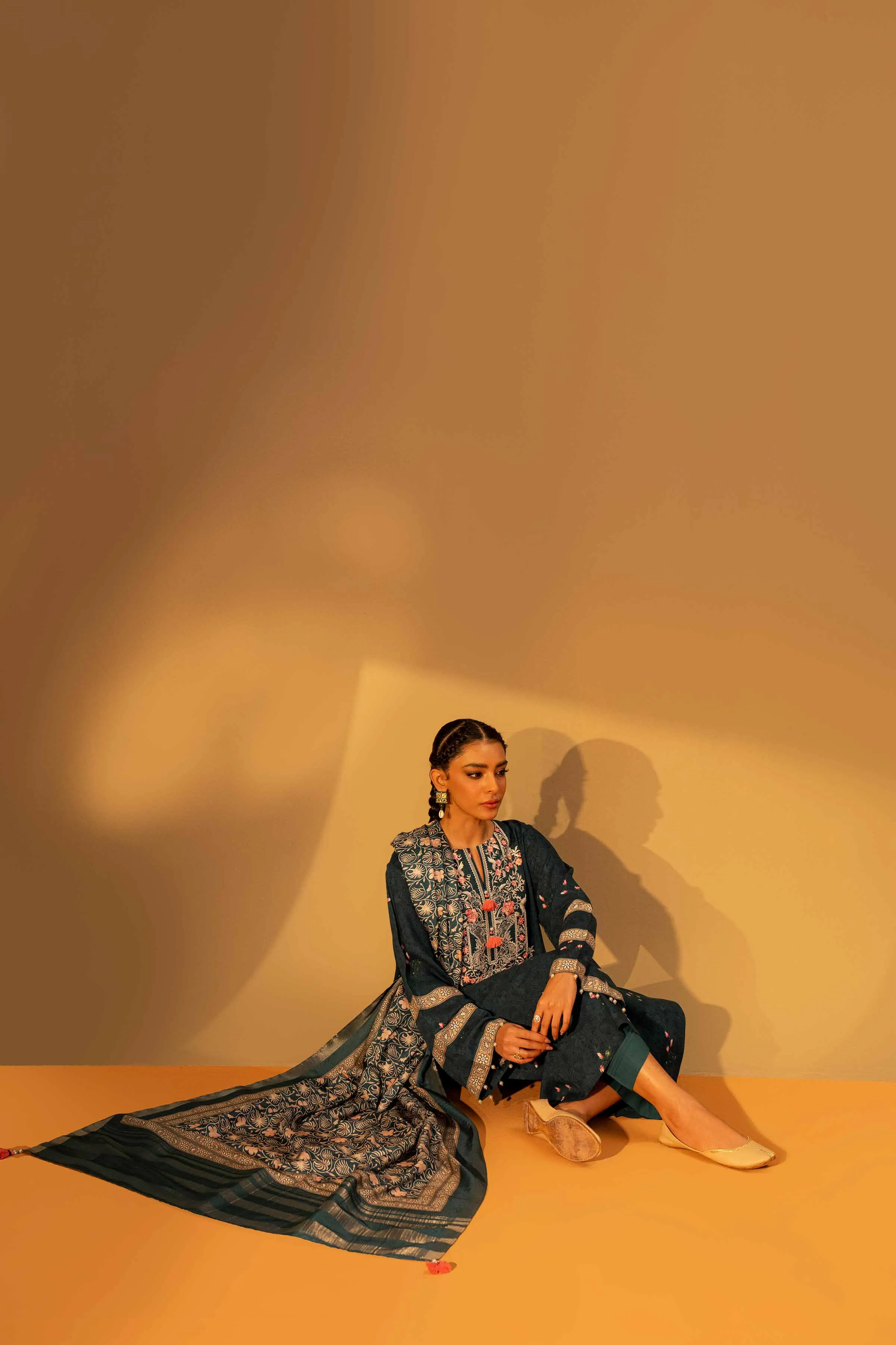 Nishat Linen Silk Collection – 3 Piece - Printed Embroidered Suit - 42306470