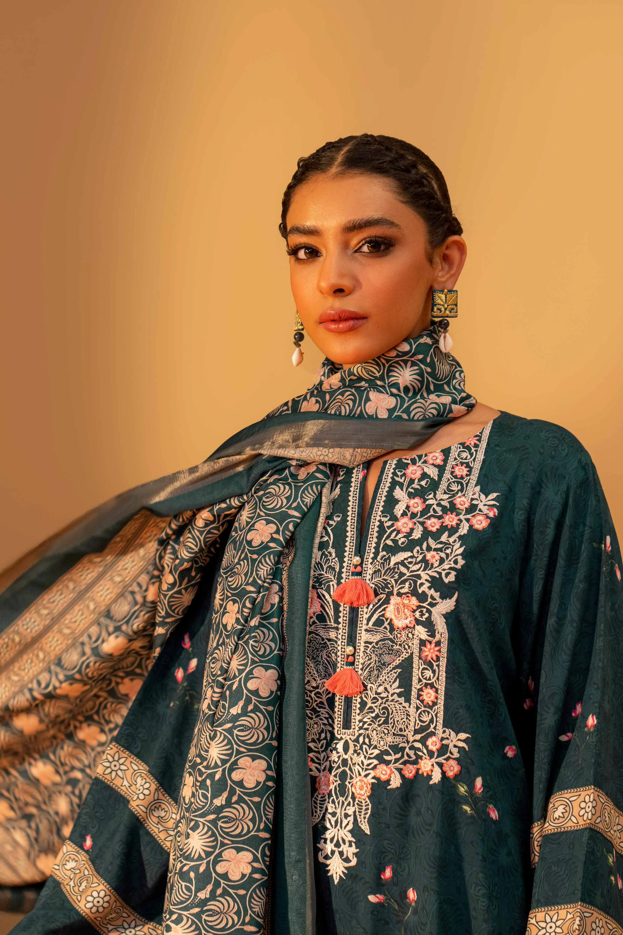 Nishat Linen Silk Collection – 3 Piece - Printed Embroidered Suit - 42306470