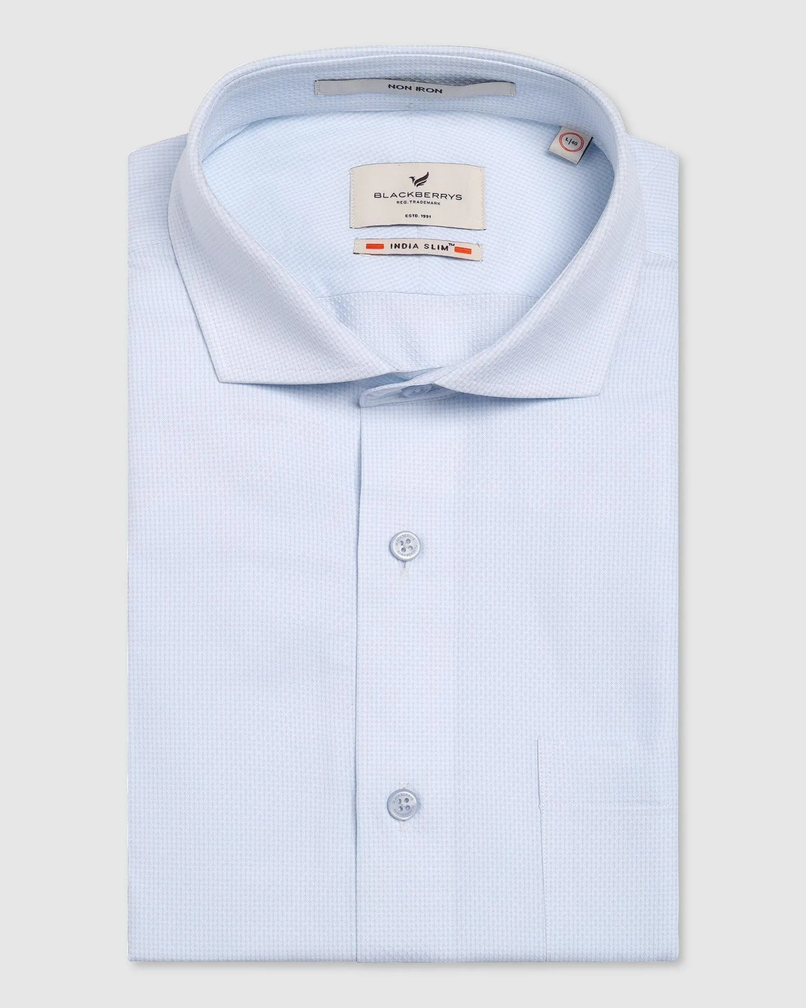 Non Iron Formal Blue Textured Shirt - Ivy