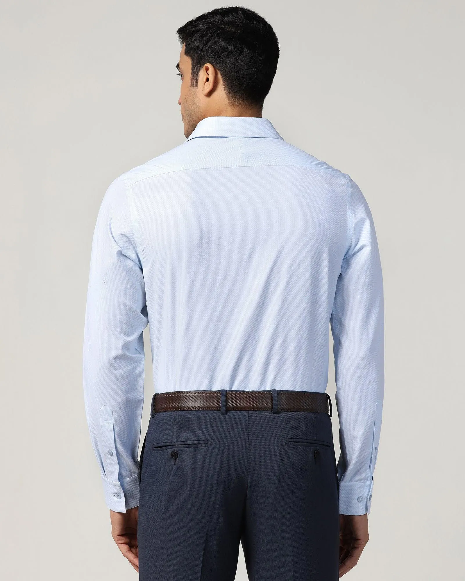 Non Iron Formal Blue Textured Shirt - Ivy