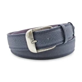 Ocean Blue Mottled Nubuck Wire Prong Belt