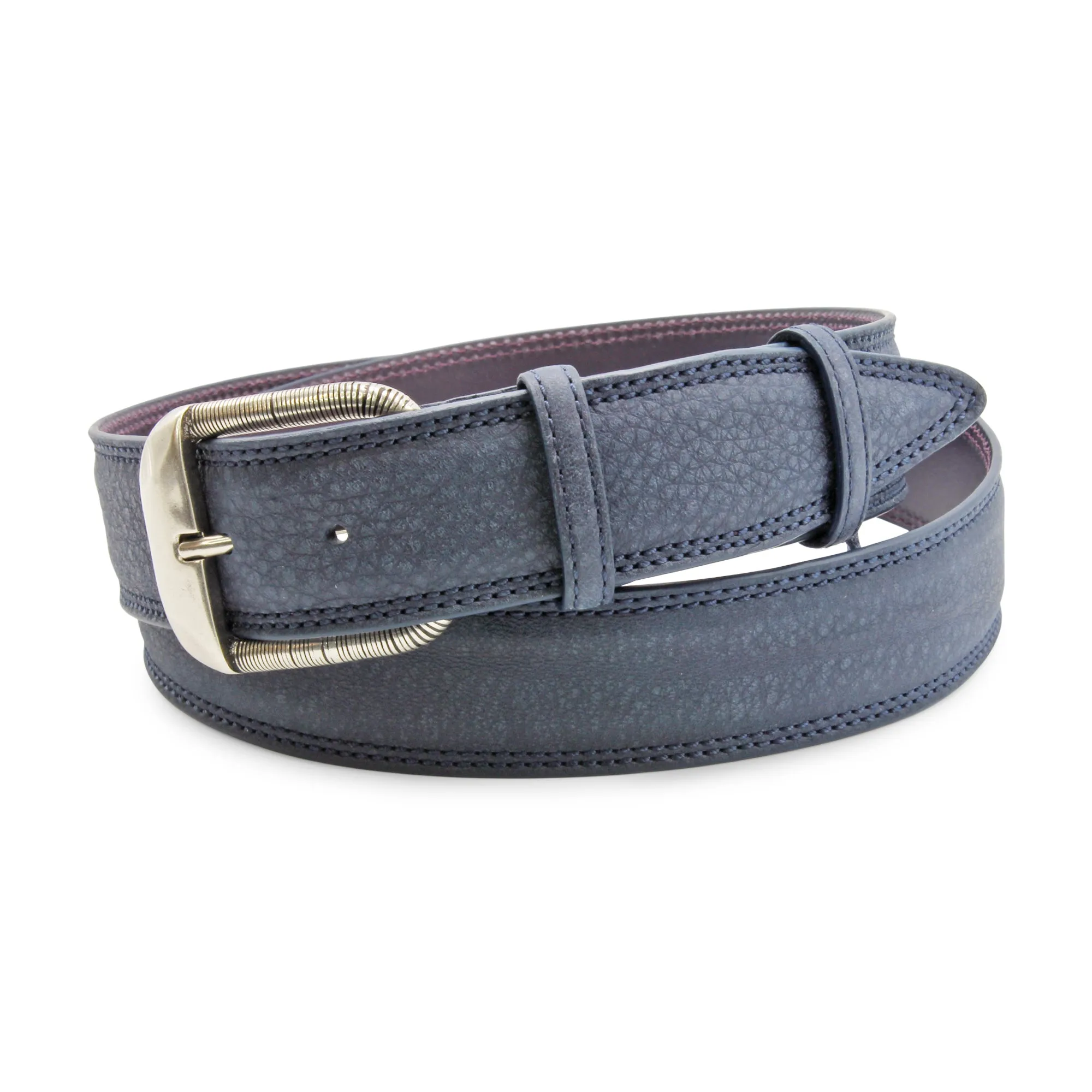 Ocean Blue Mottled Nubuck Wire Prong Belt