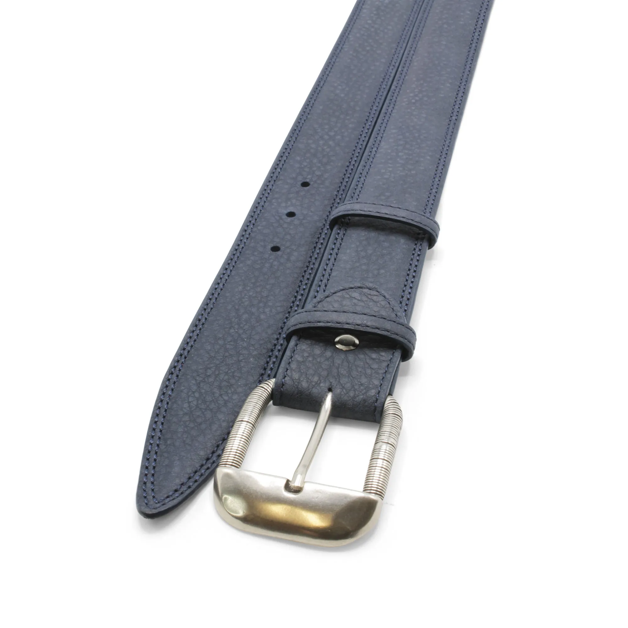 Ocean Blue Mottled Nubuck Wire Prong Belt