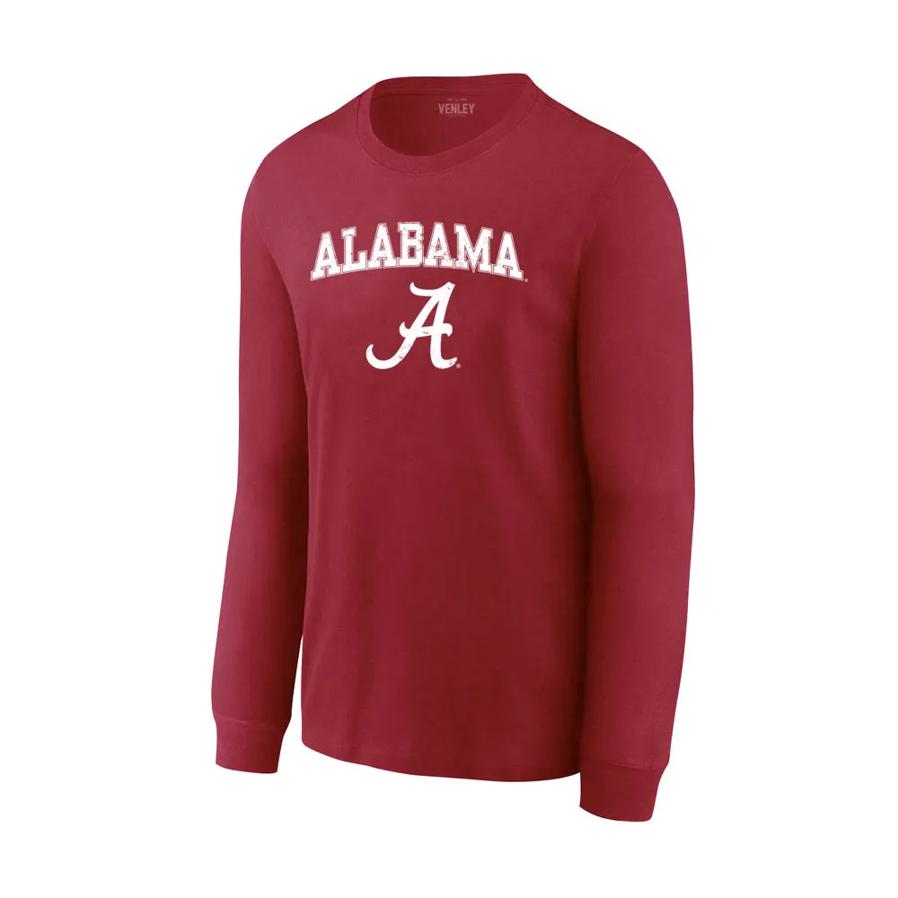 Official NCAA Alabama Crimson Tide  Mens Crewneck Long Sleeve Tshirt