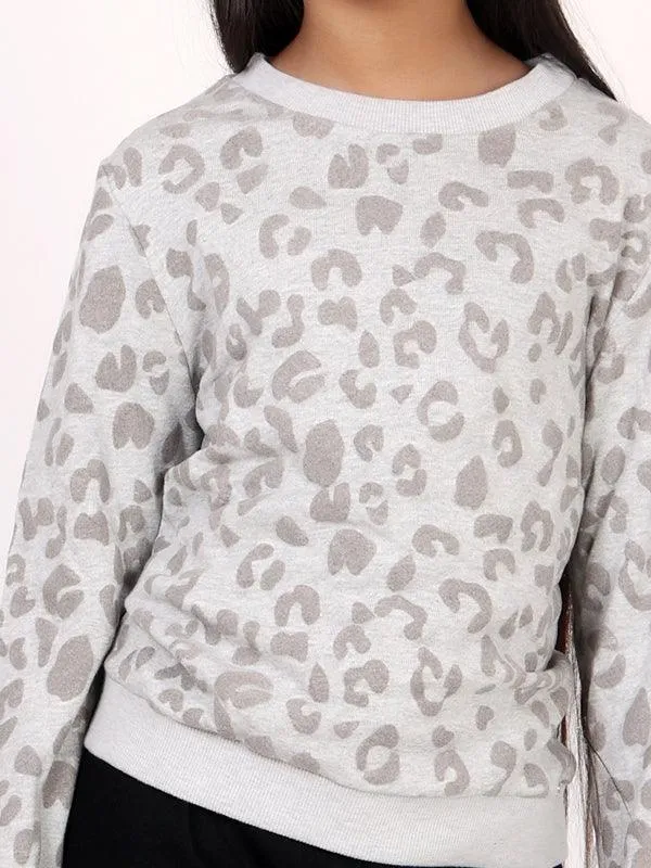 One Friday Light Grey Printed Sweatshirt