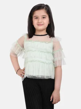 One Friday Mint Frill Top