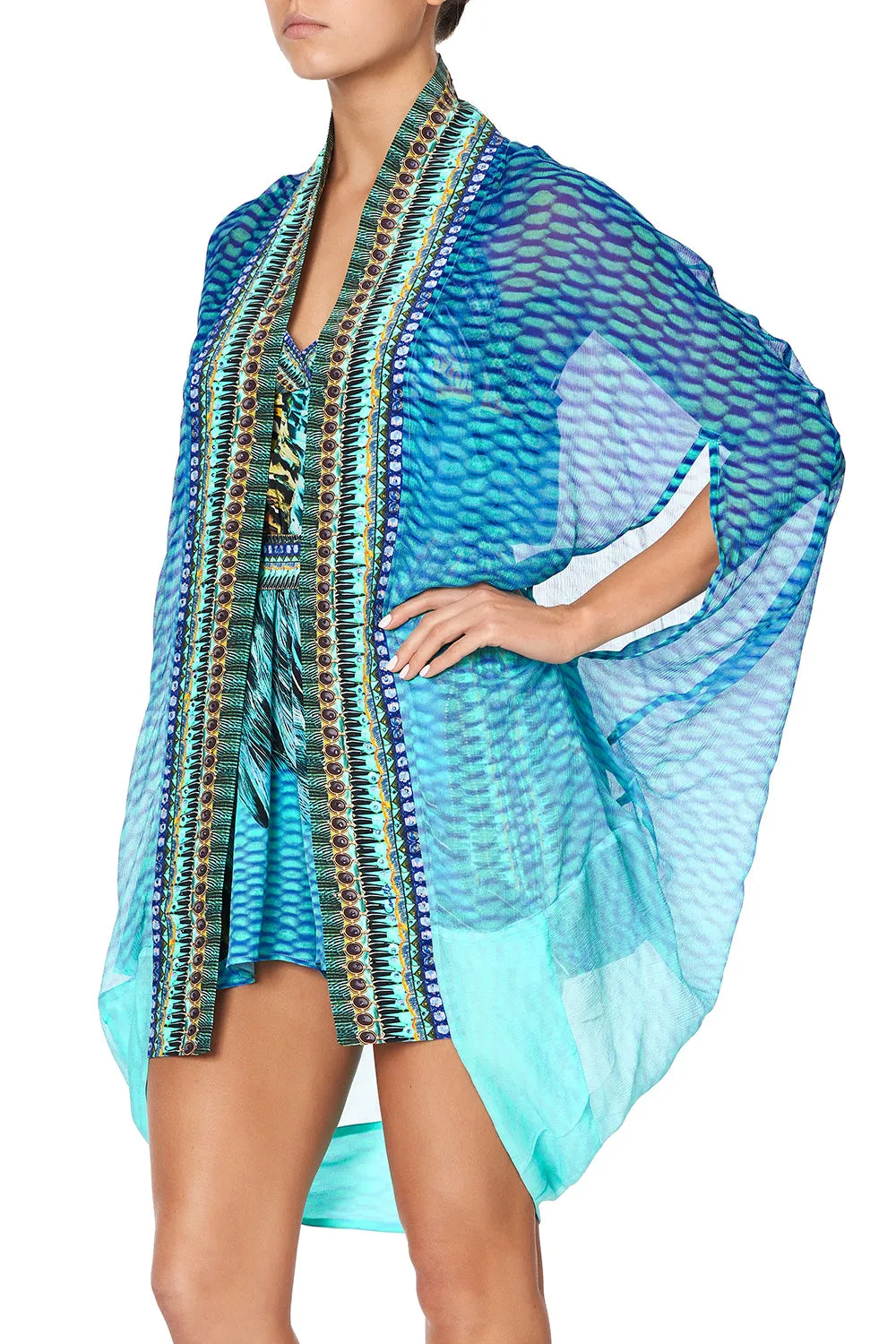 OPEN FRONT CARDI CAPE MARINE QUEEN