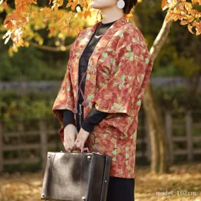 Orange autumn color flower design haori