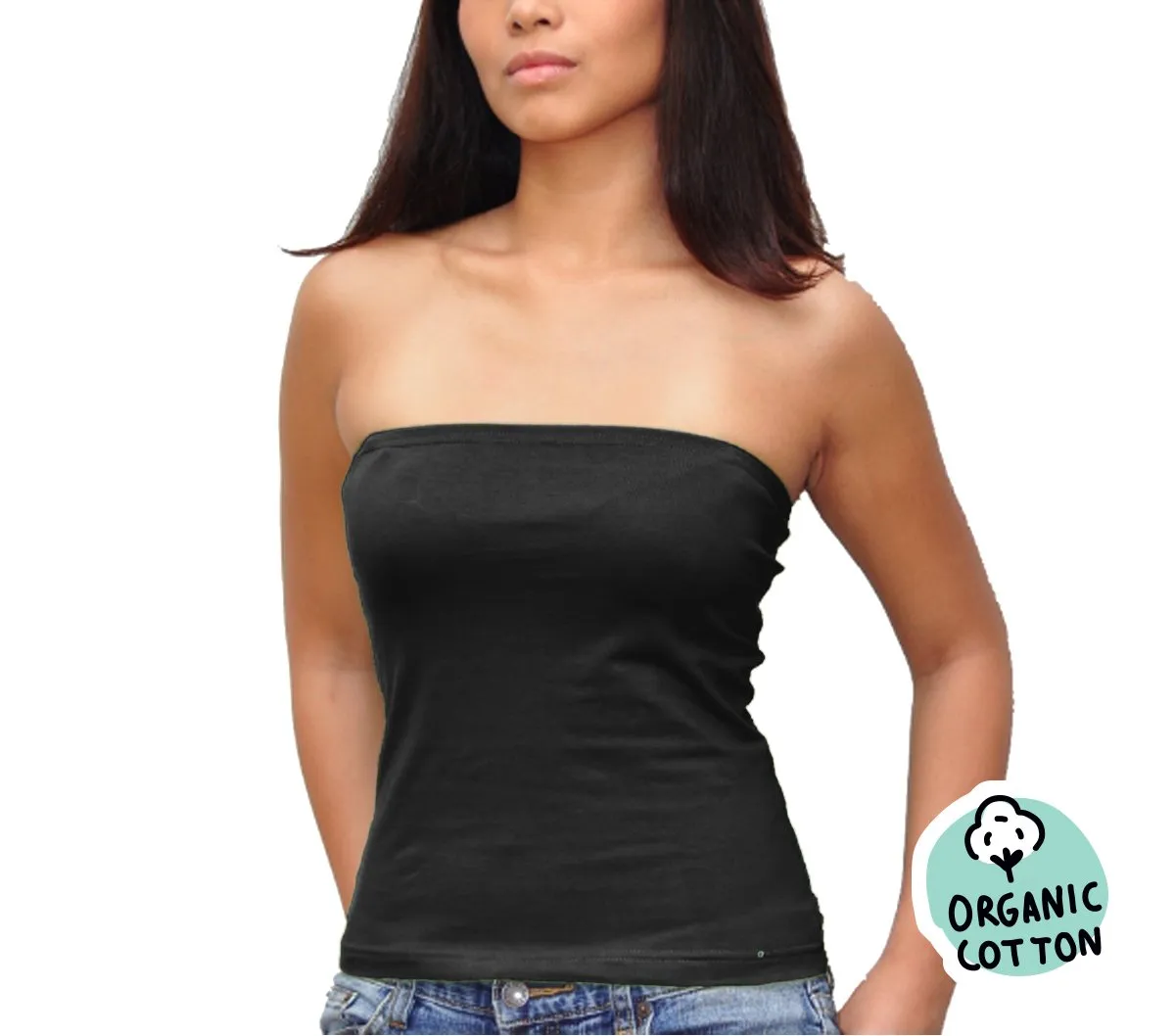 ORGANIC COTTON BASIC LONG TUBE TOP PACK OF 3 (BLACK/RED/PINK)