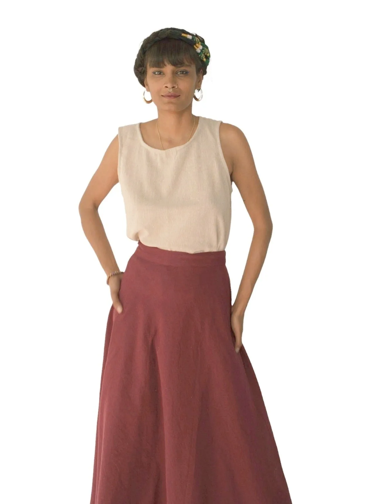 Organic Cotton Maroon Wrap Skirt