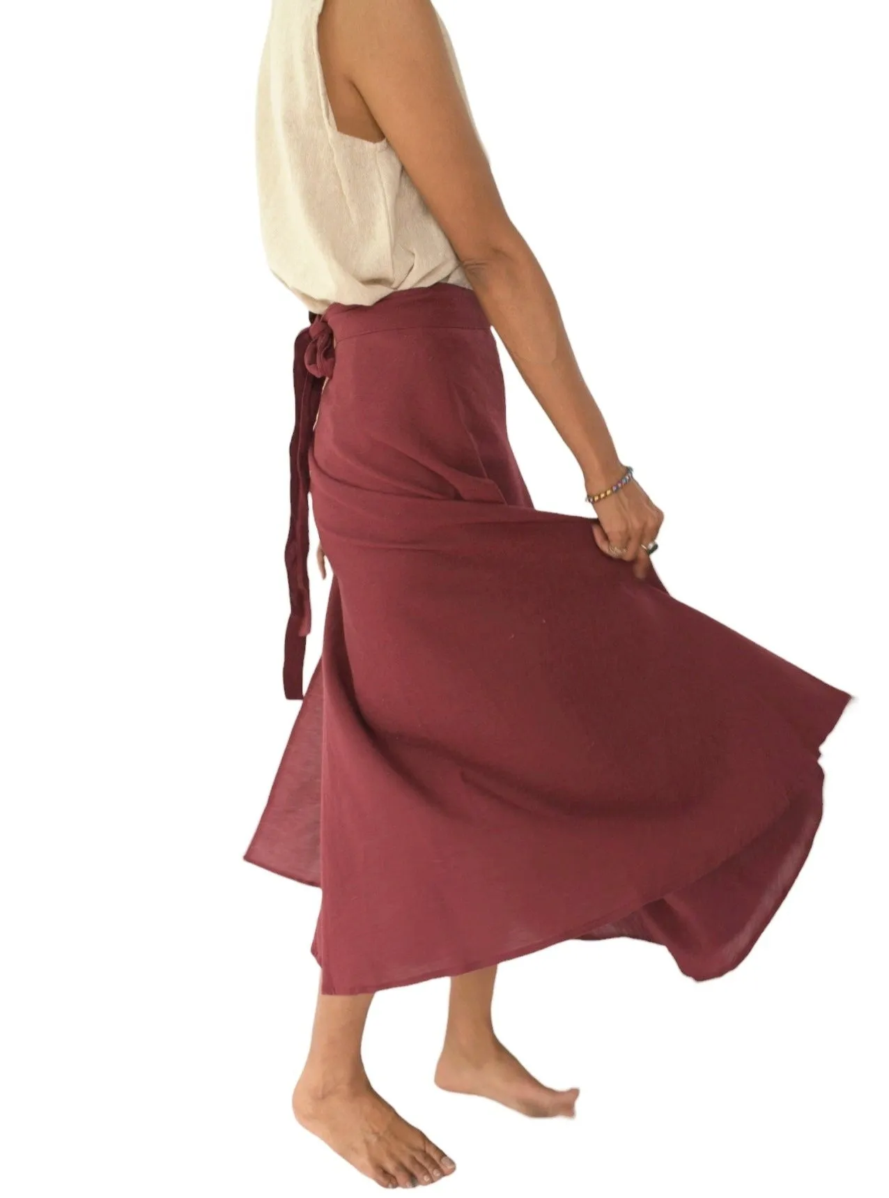 Organic Cotton Maroon Wrap Skirt