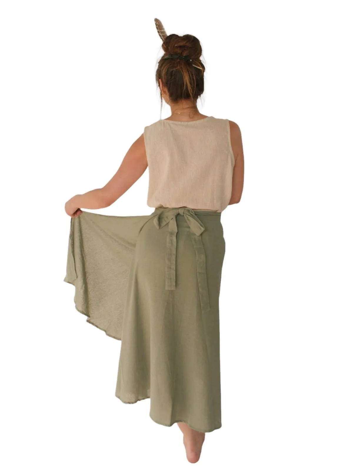 Organic Cotton Sage Green Wrap Skirt