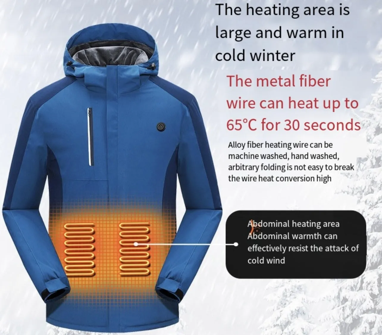 Outdoor Riding And Cycling Windproof and Waterproof Heated Smart Thermal Jacket for Winter