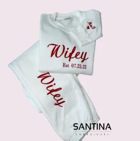 Personalised Embroidered Bride, Wifey, and Hubby Wedding Tracksuit and Sweatshirt