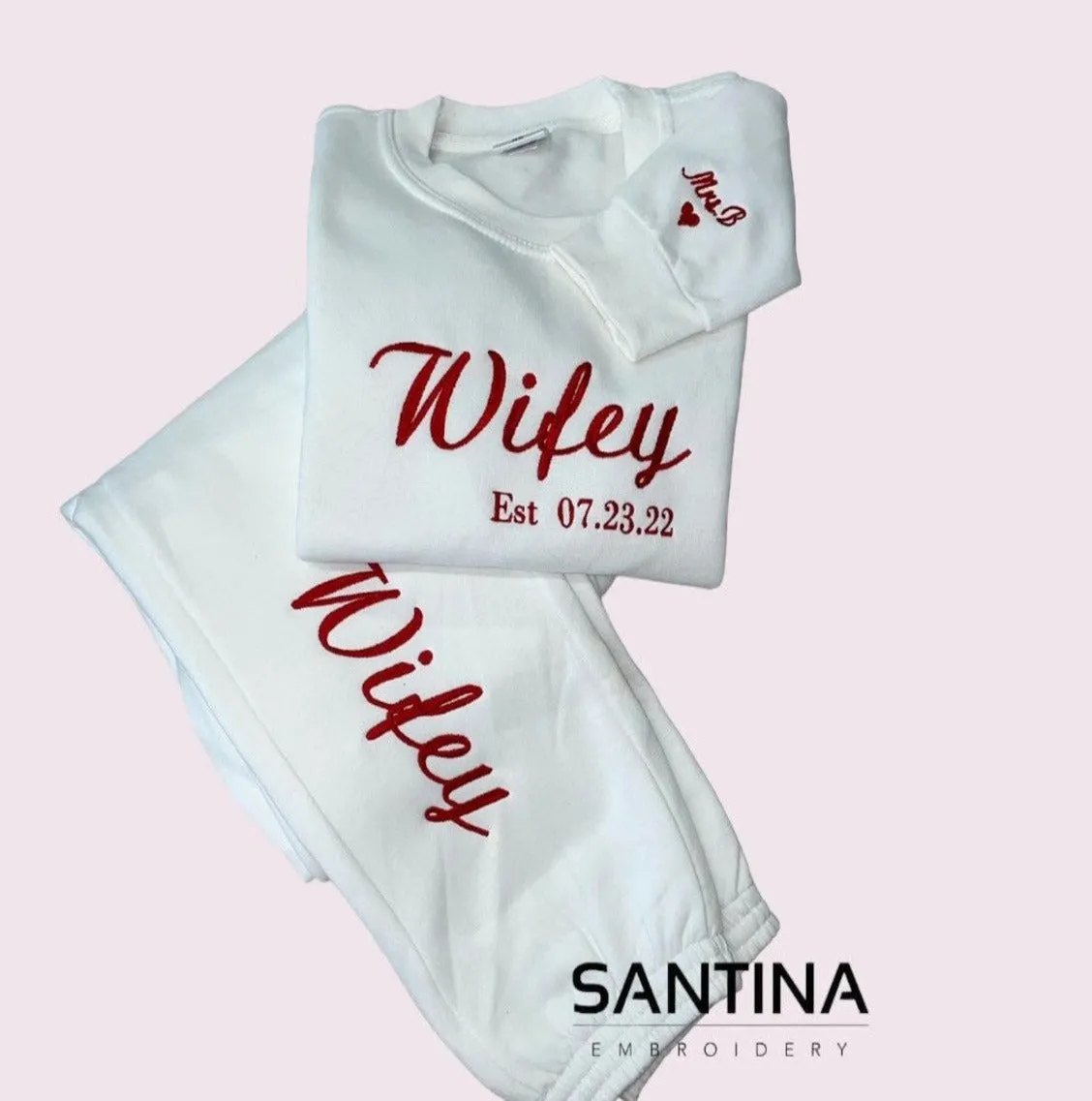 Personalised Embroidered Bride, Wifey, and Hubby Wedding Tracksuit and Sweatshirt