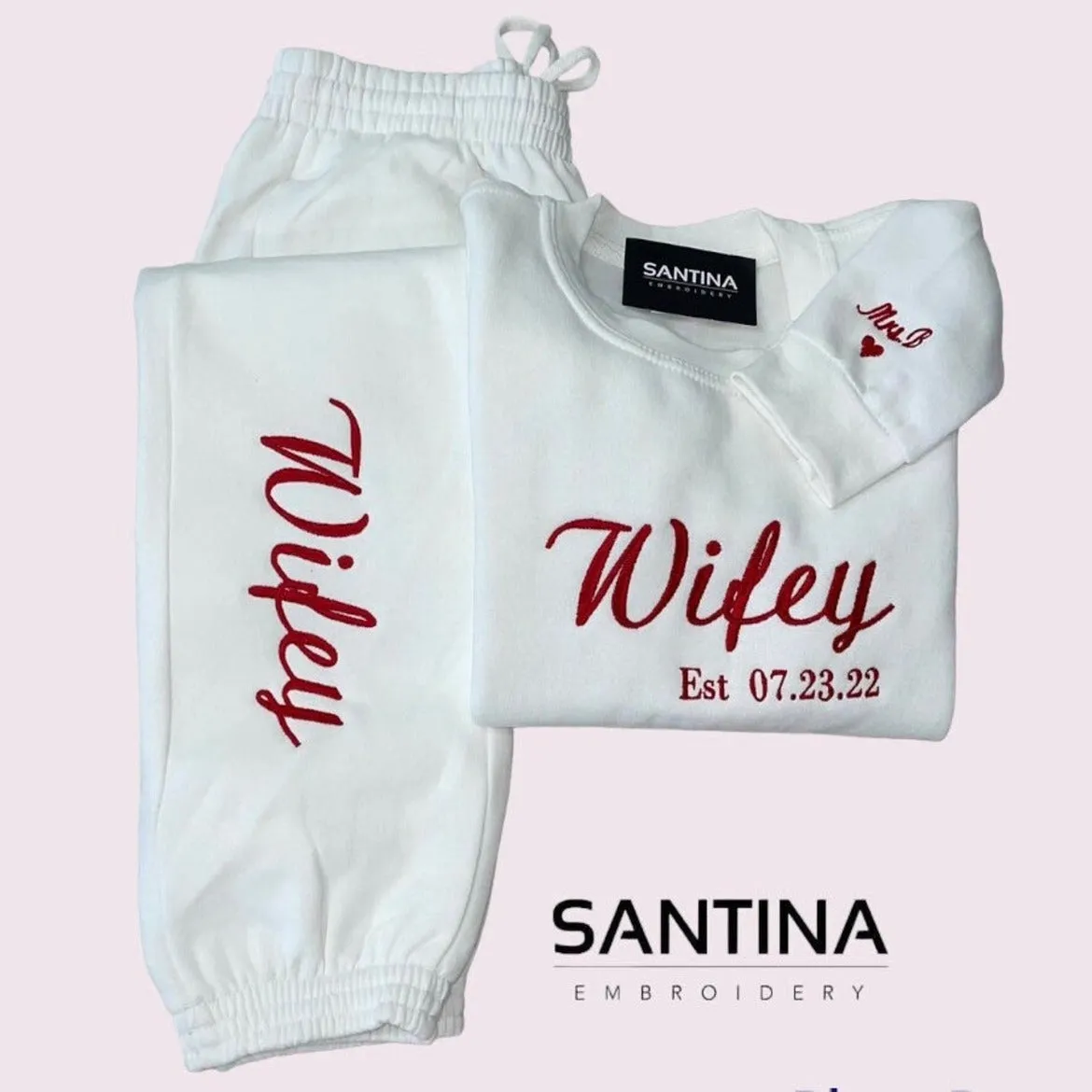 Personalised Embroidered Bride, Wifey, and Hubby Wedding Tracksuit and Sweatshirt