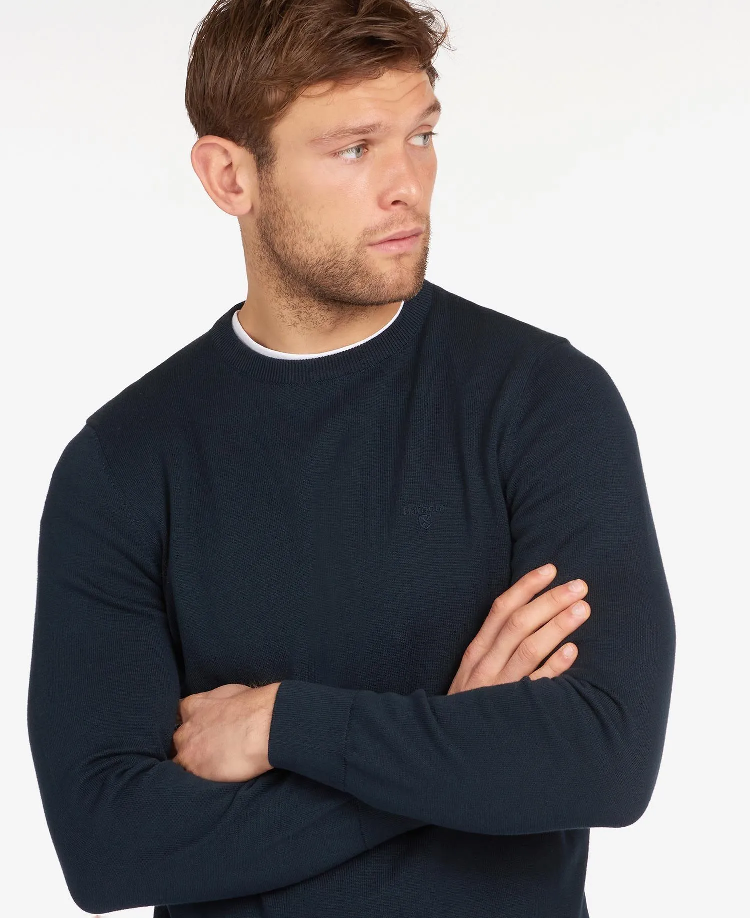 Pima Cotton Crew Neck Sweater - Navy