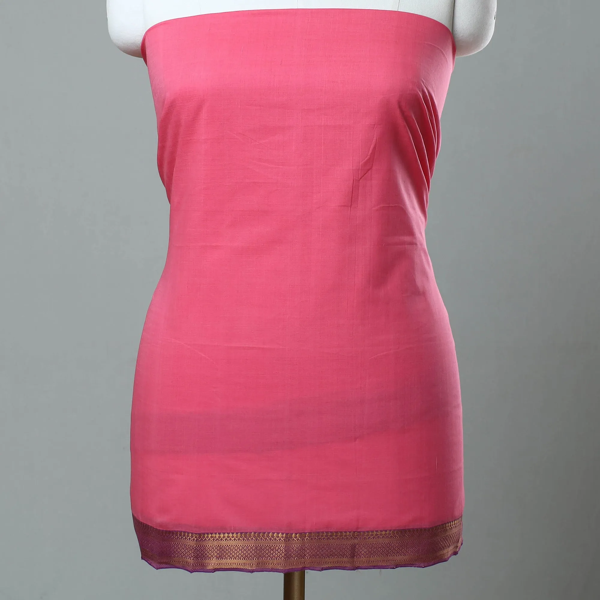 Pink - 3pc Handloom Cotton Mangalagiri Dress Material 19