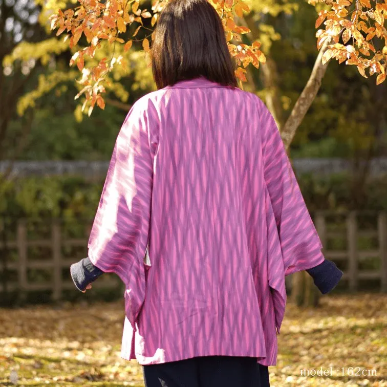 Pink with gray purple pattern haori