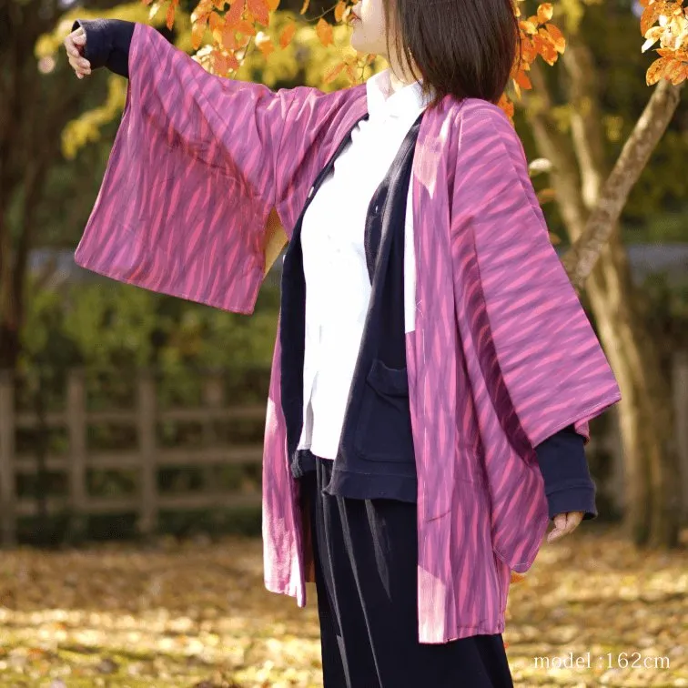 Pink with gray purple pattern haori