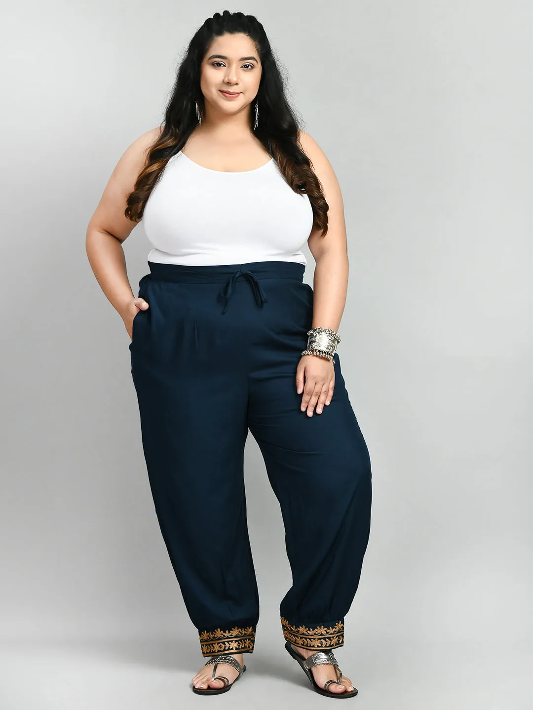 Plus Size Plus Size Aari Teal Trousers