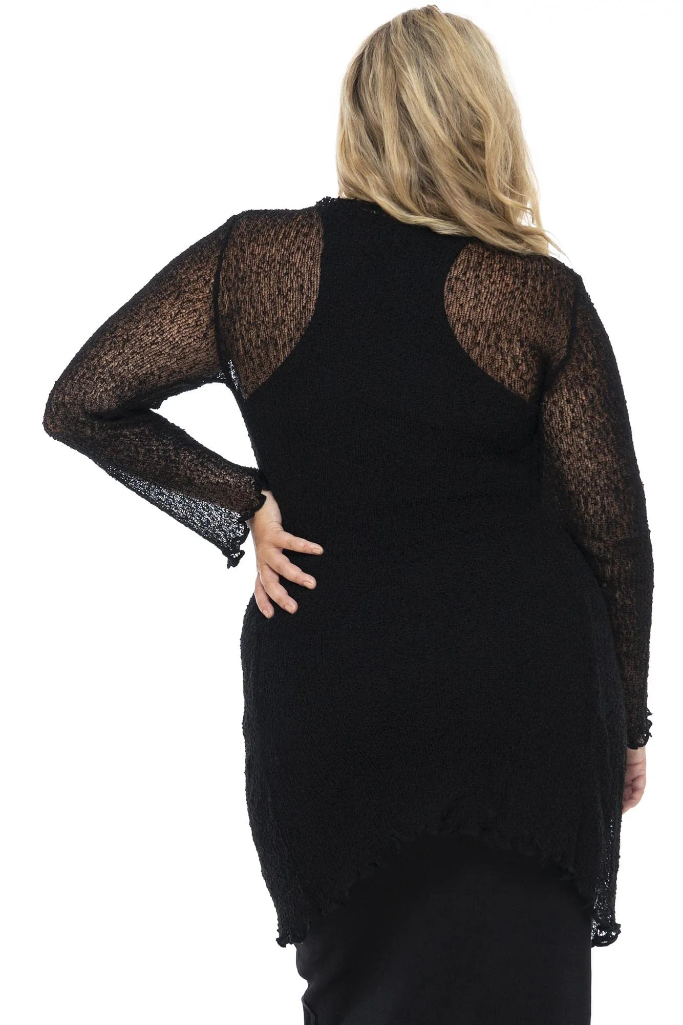 Plus Size Sheer Open Front Jacket Shrug