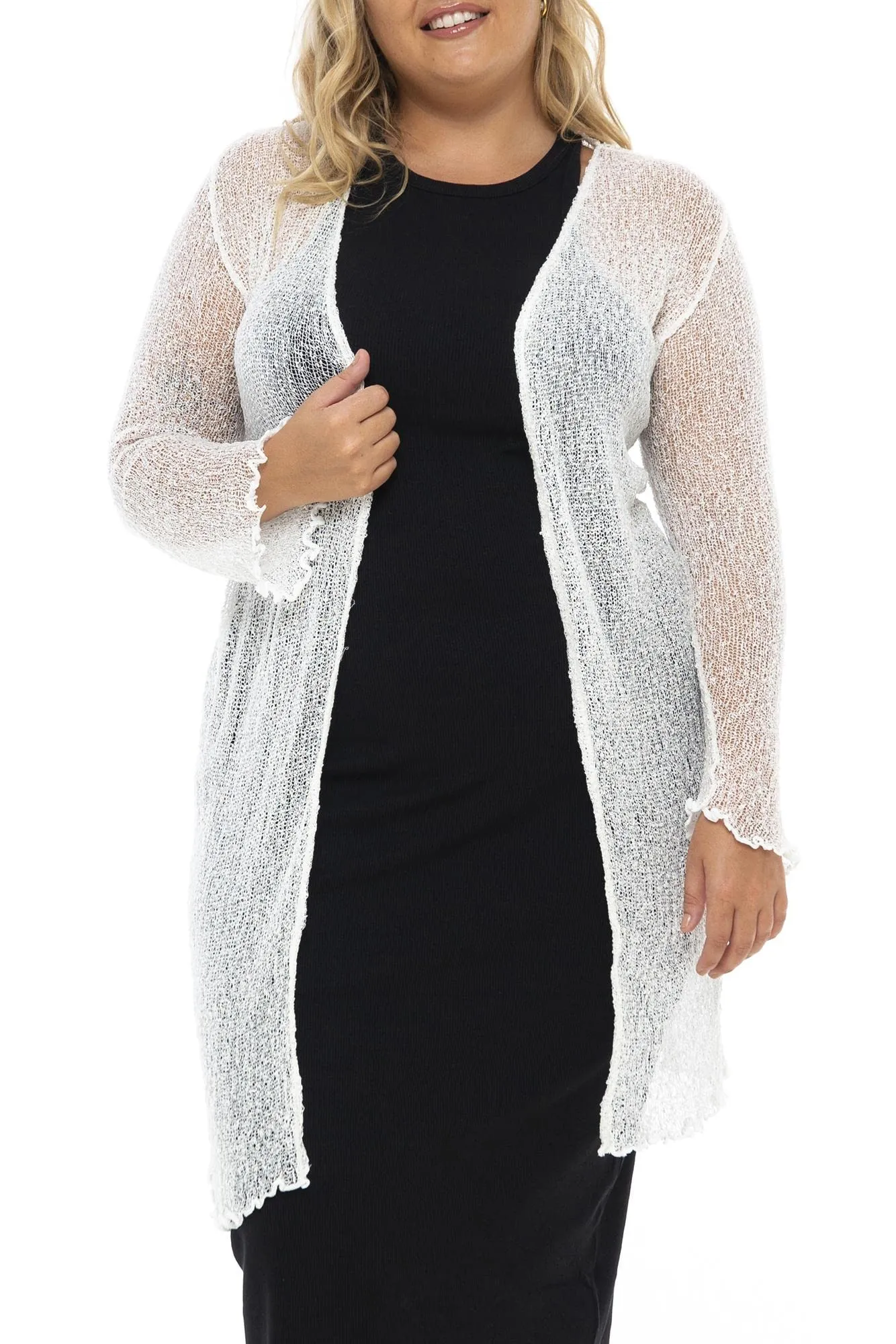 Plus Size Sheer Open Front Jacket Shrug