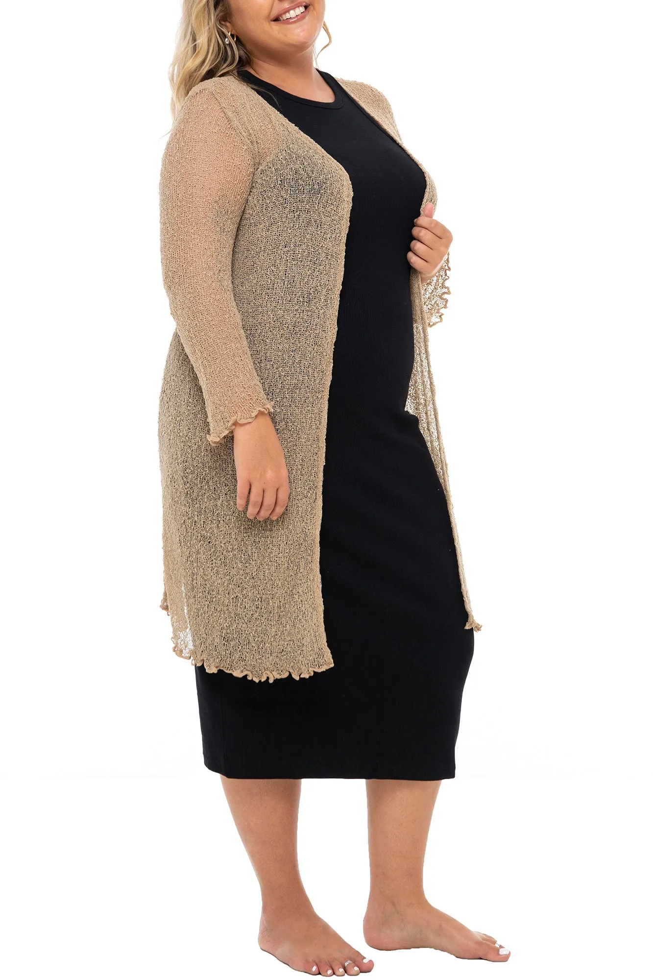 Plus Size Sheer Open Front Jacket Shrug