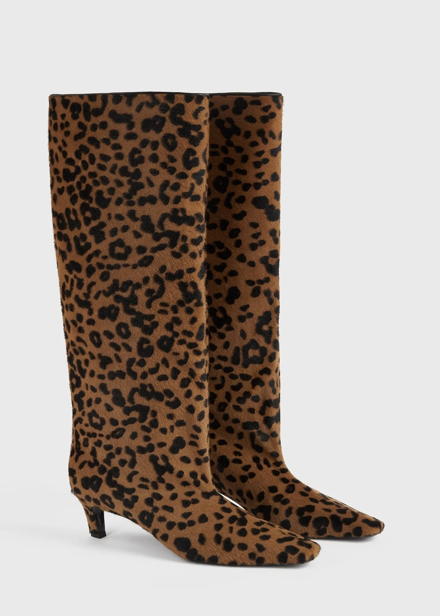 Pony hair wide shaft boots leopard