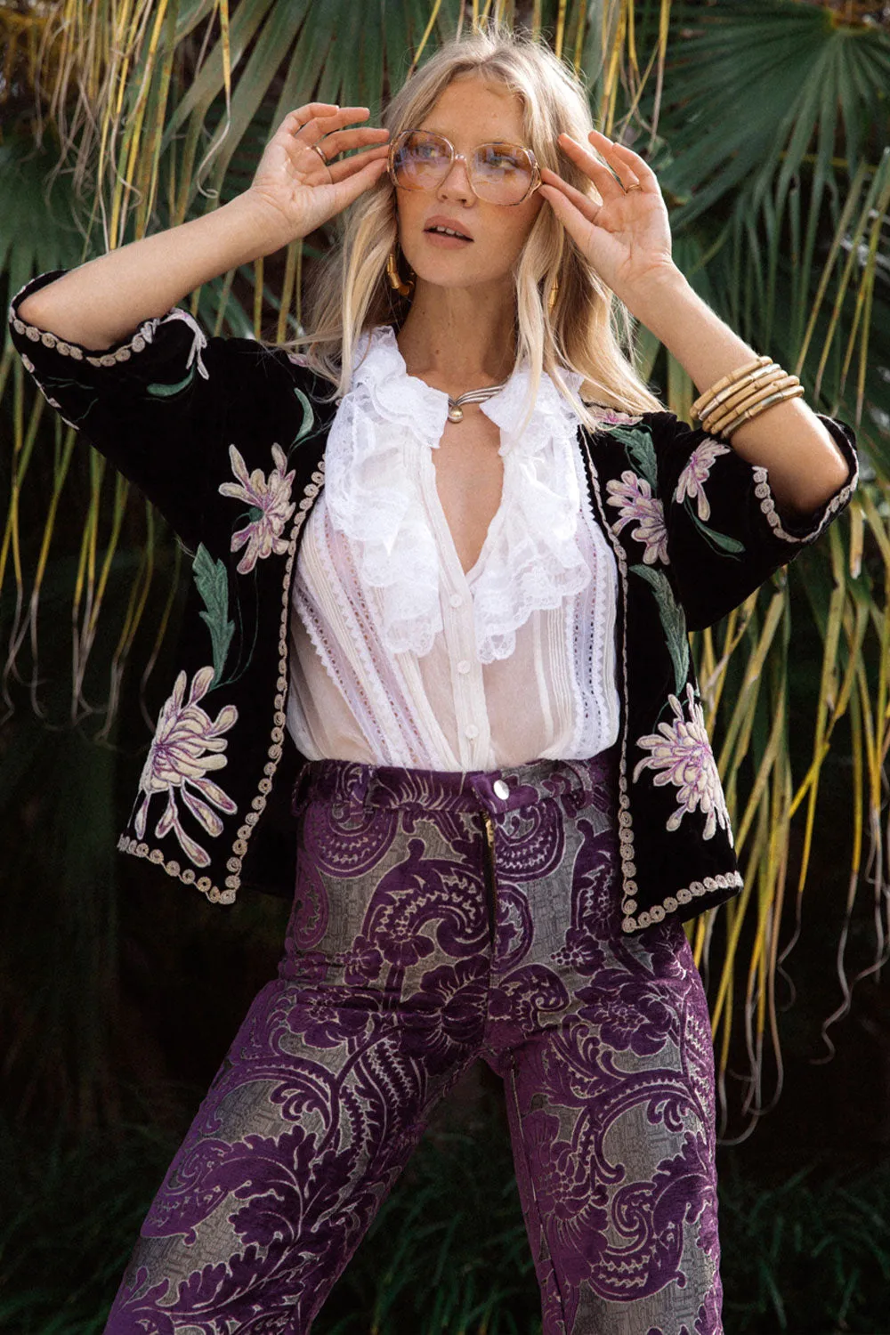 Purple Haze Silk Velvet Kimono Jacket