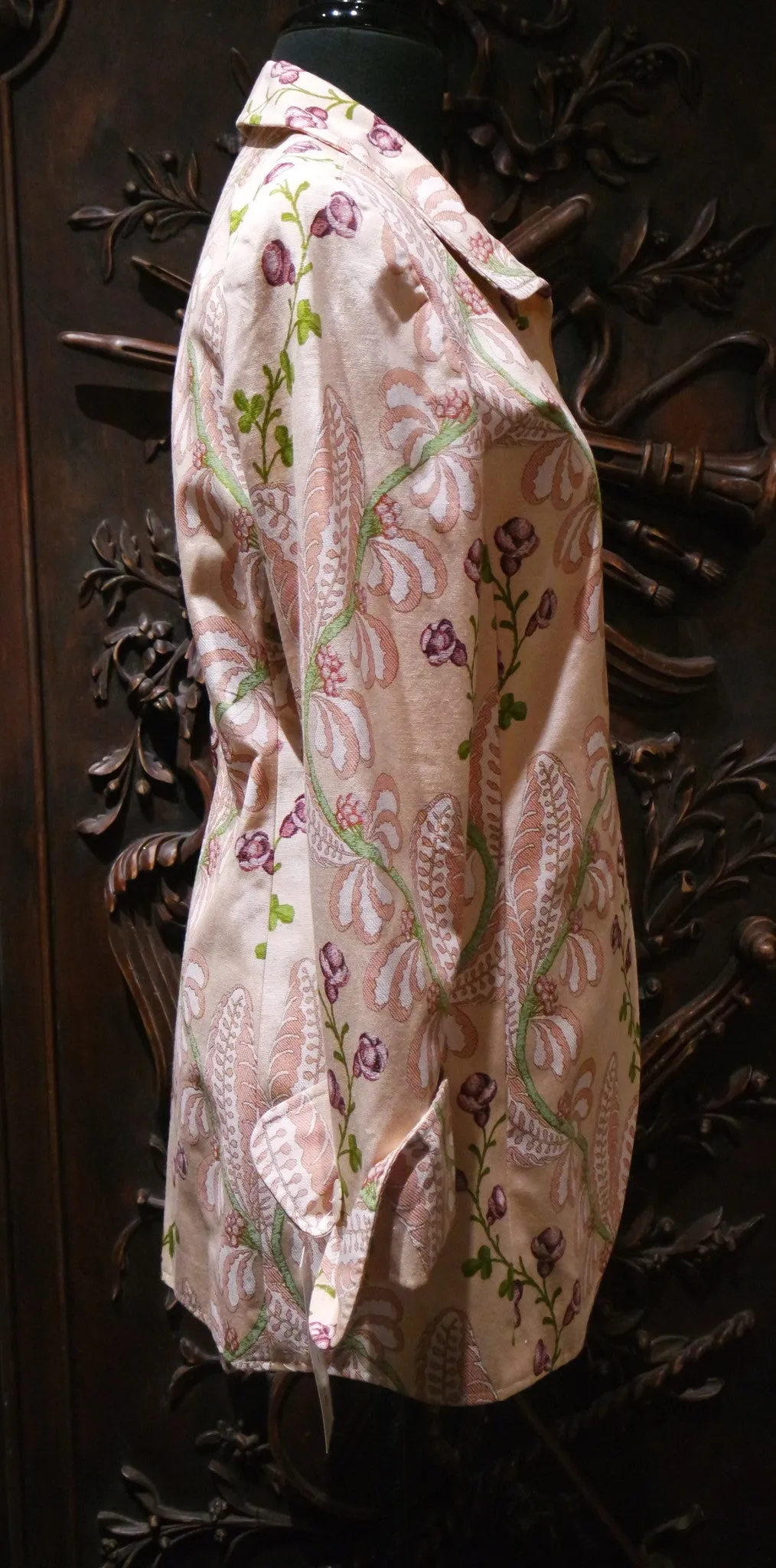 Quadrille Silk Jacket in Rose Fern Print