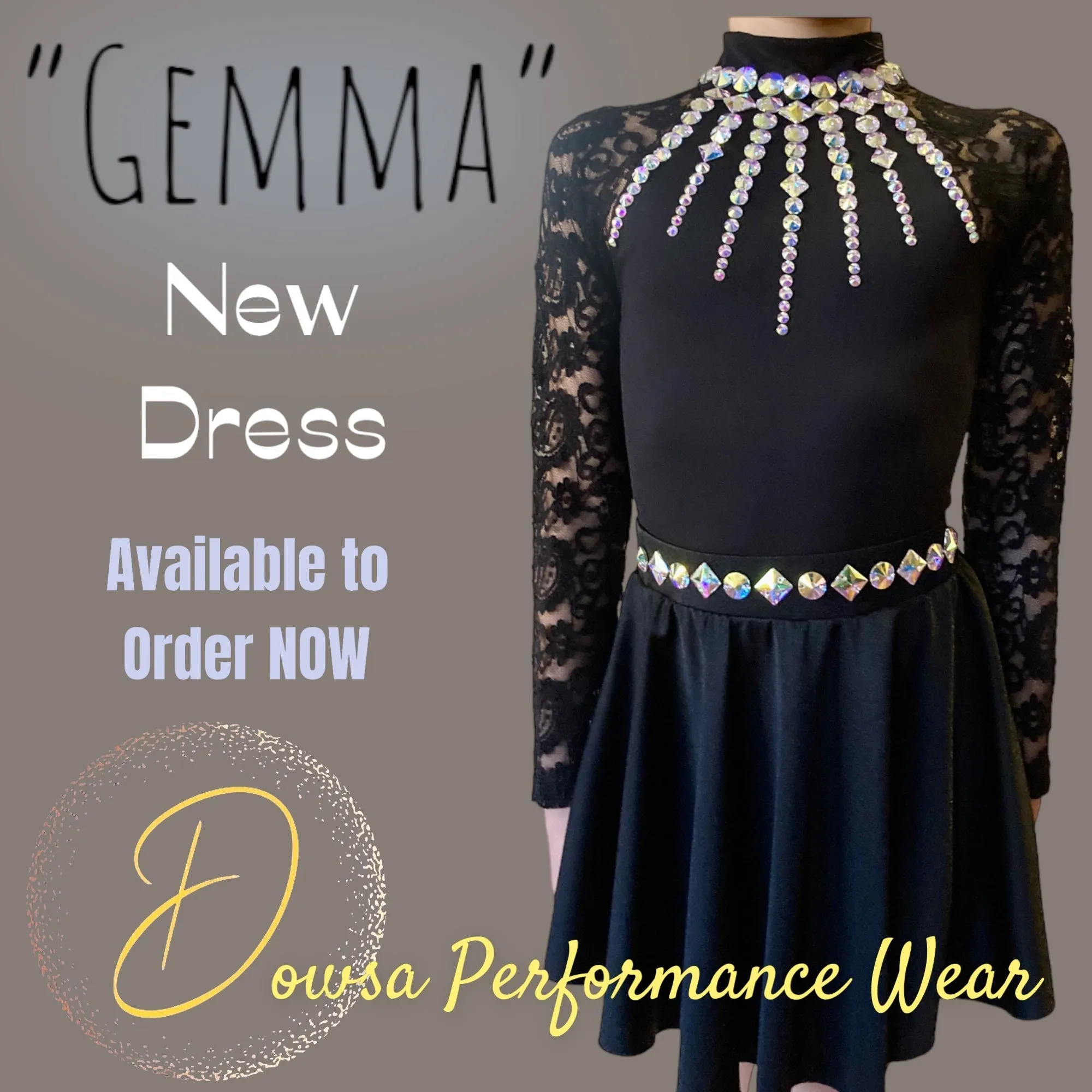 "GEMMA" Lace Sleeve Leotard Costume /Irish Dance Dress