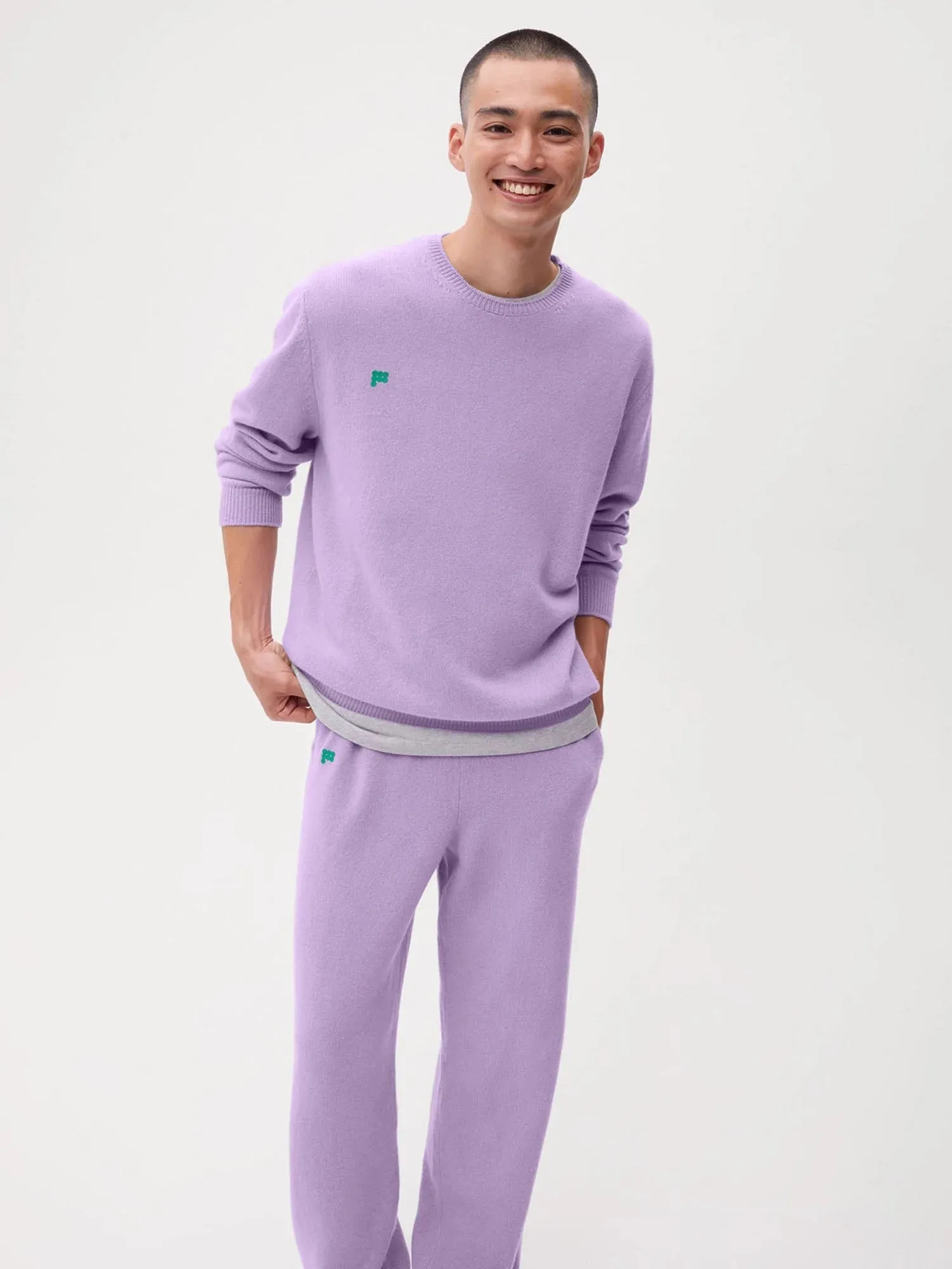 Recycled Cashmere Crewneck Sweatshirt—orchid purple