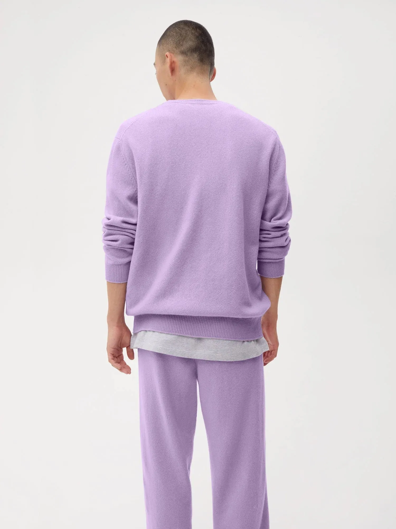 Recycled Cashmere Crewneck Sweatshirt—orchid purple