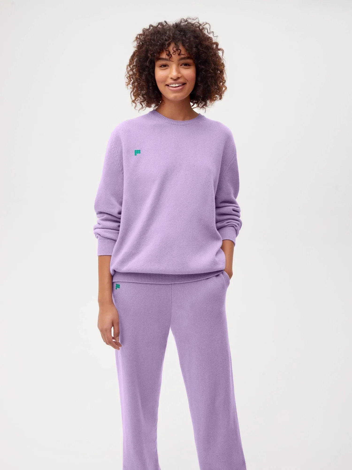 Recycled Cashmere Crewneck Sweatshirt—orchid purple