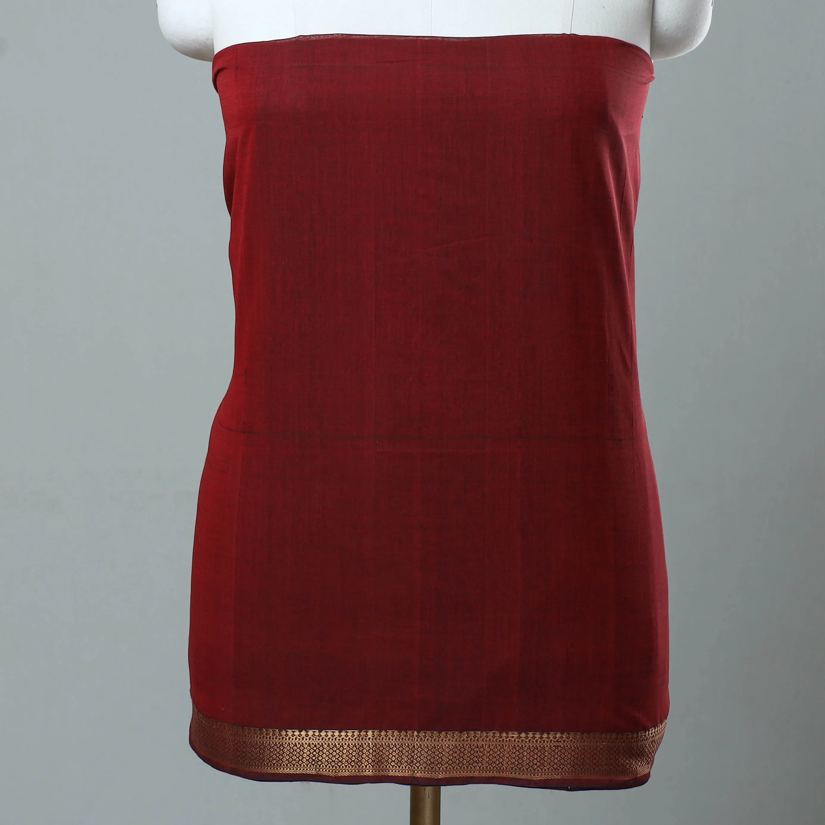 Red - 3pc Handloom Cotton Mangalagiri Dress Material 02