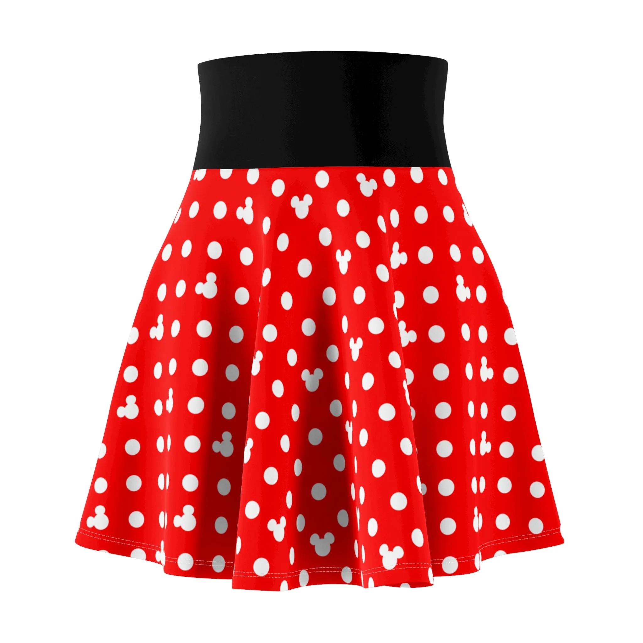 Red With White Mickey Polka Dots Women's Skater Skirt