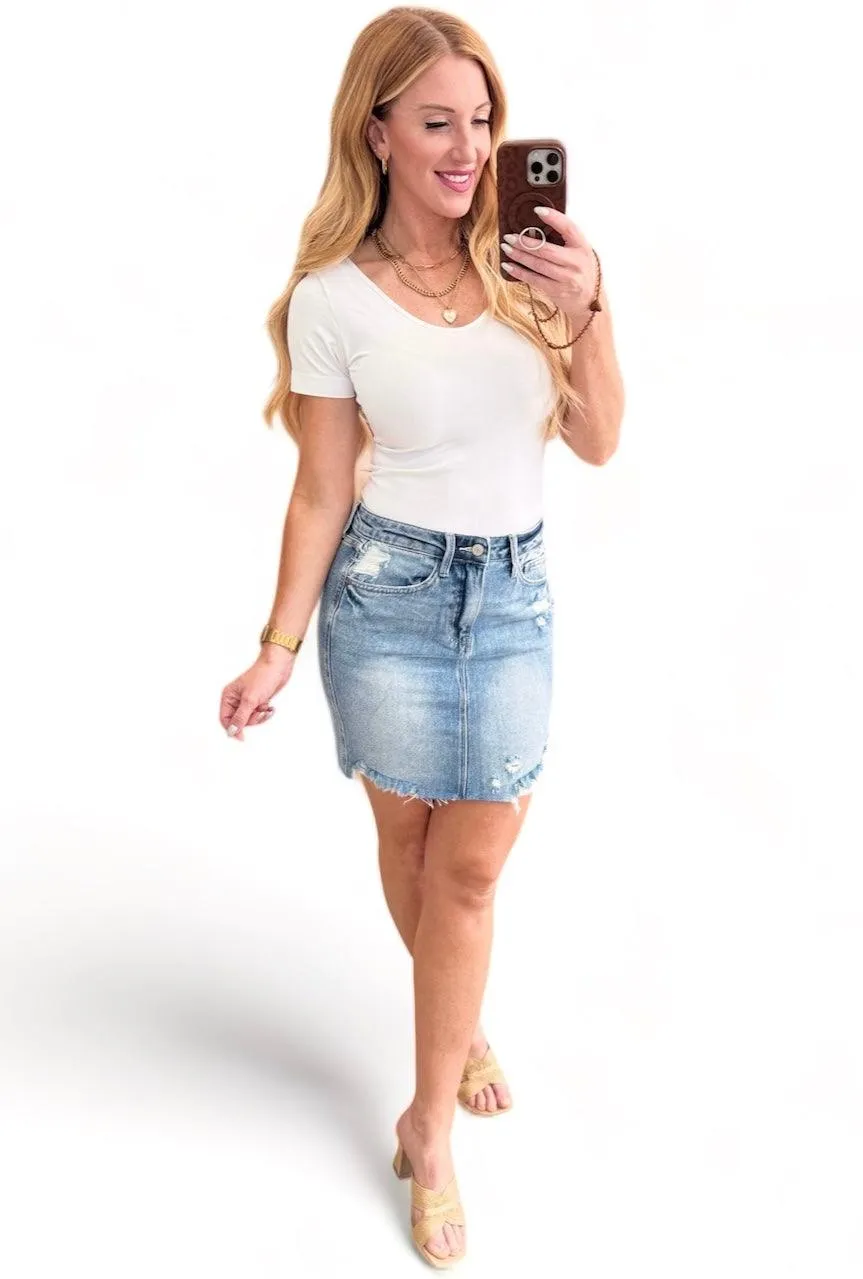 Rigid Magic High Rise Denim Skirt