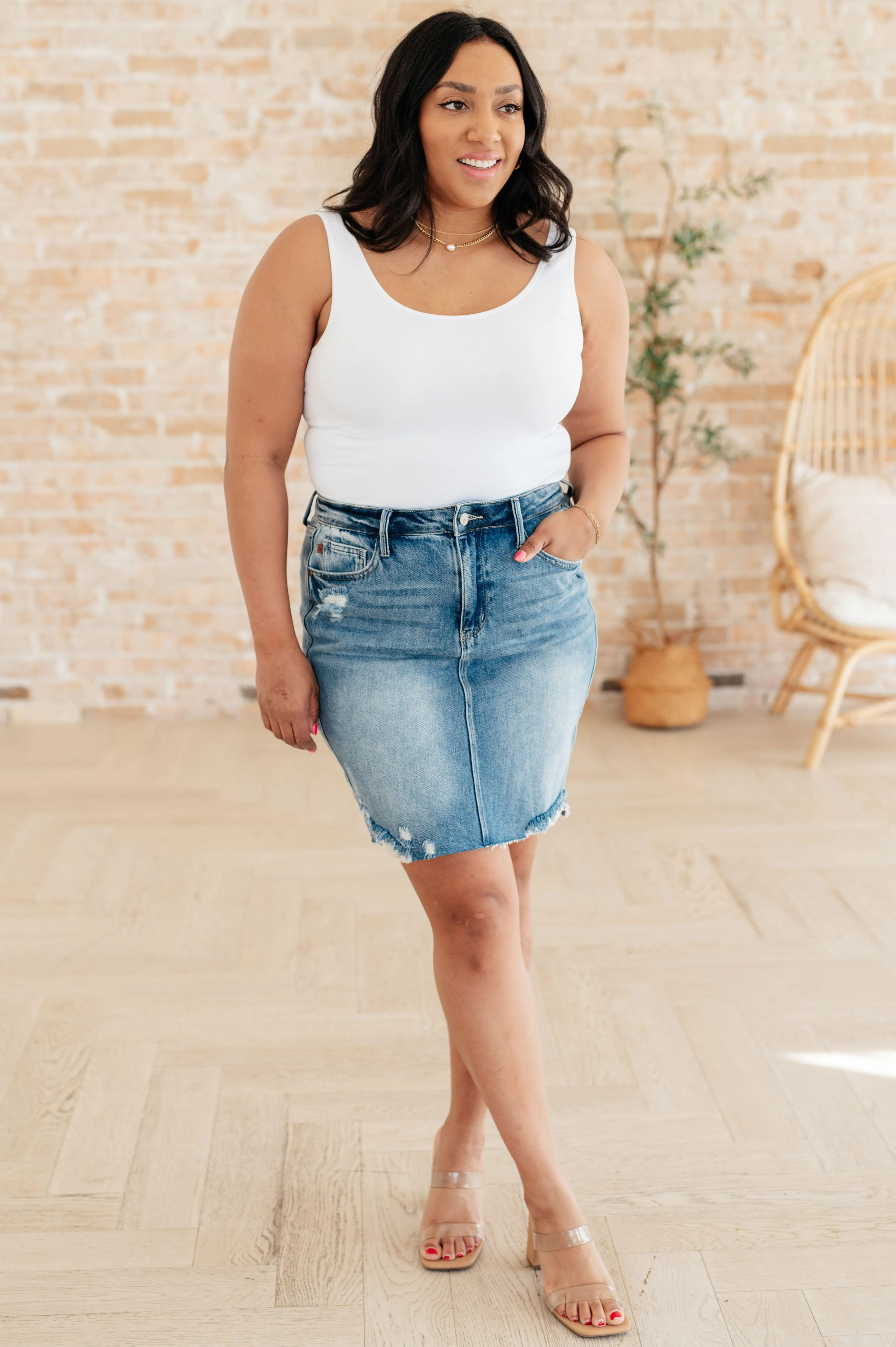 Rigid Magic High Rise Denim Skirt