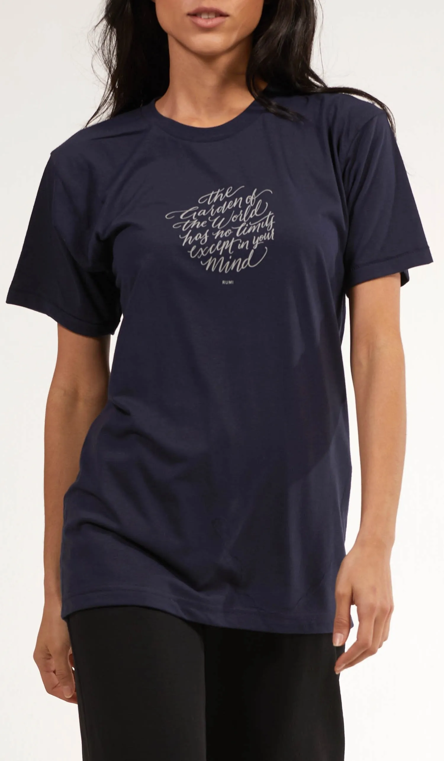 Rumi Quotes Fine Short Sleeve Unisex T Shirt - No Limits - Navy