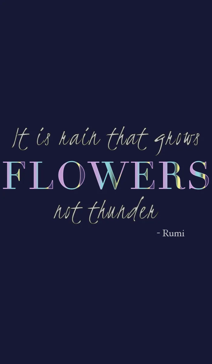 Rumi Quotes Fine Short Sleeve Womens T Shirt - Flowers - Navy