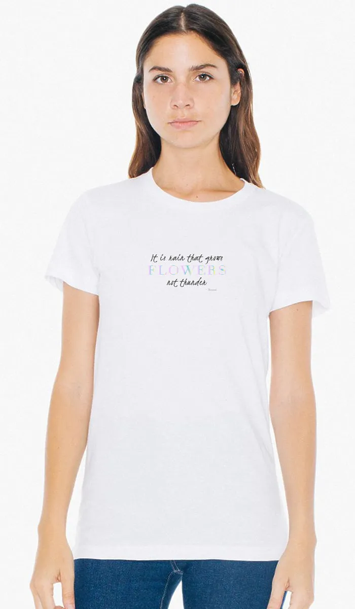 Rumi Quotes Fine Short Sleeve Womens T Shirt - Flowers - White