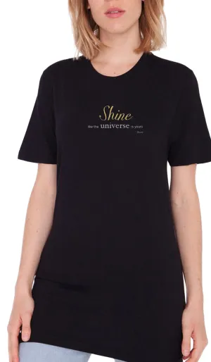 Rumi Quotes Fine Short Sleeve Womens T Shirt - Shine - Black