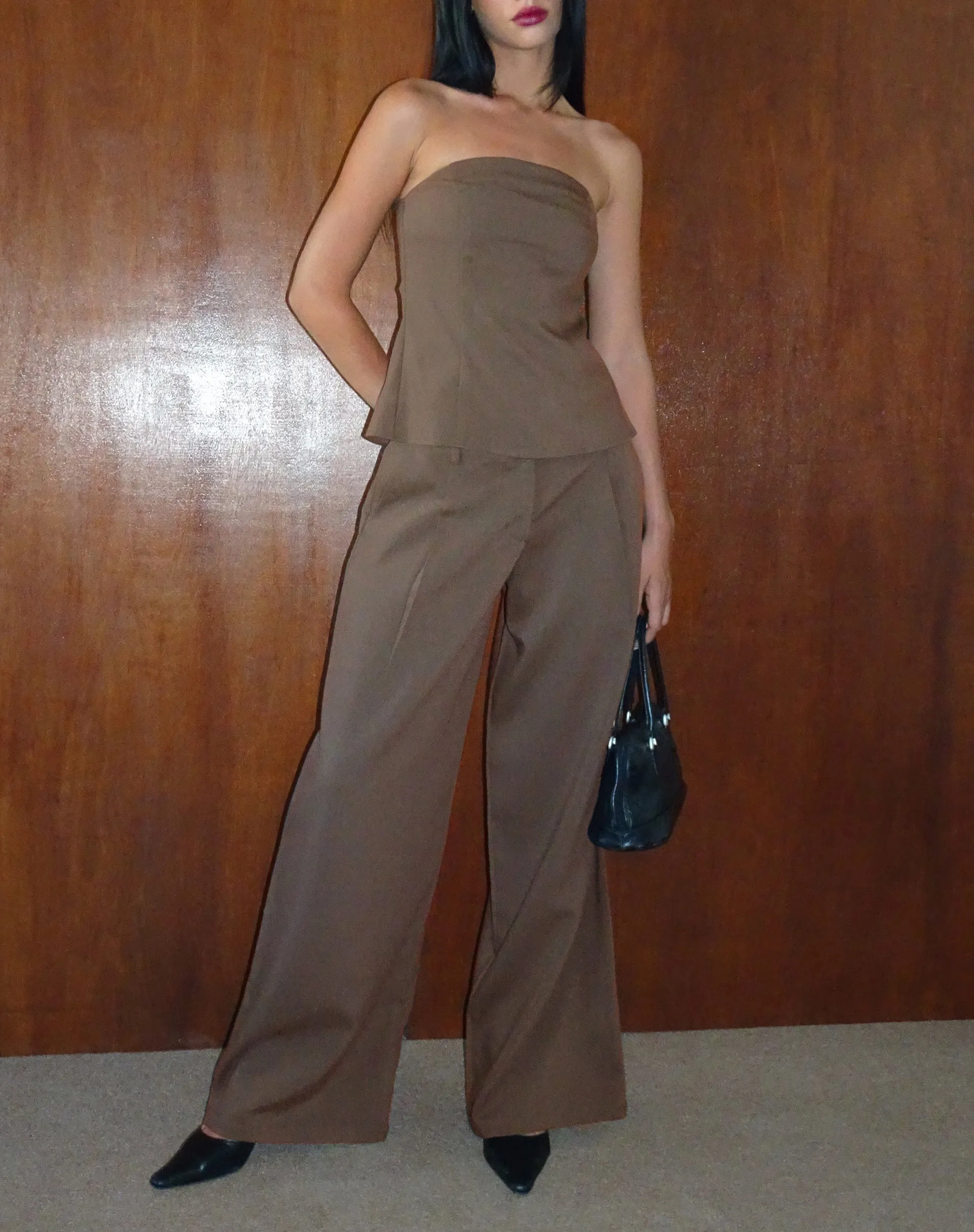 Salisu Wide Leg Trouser in Tailoring Taupe