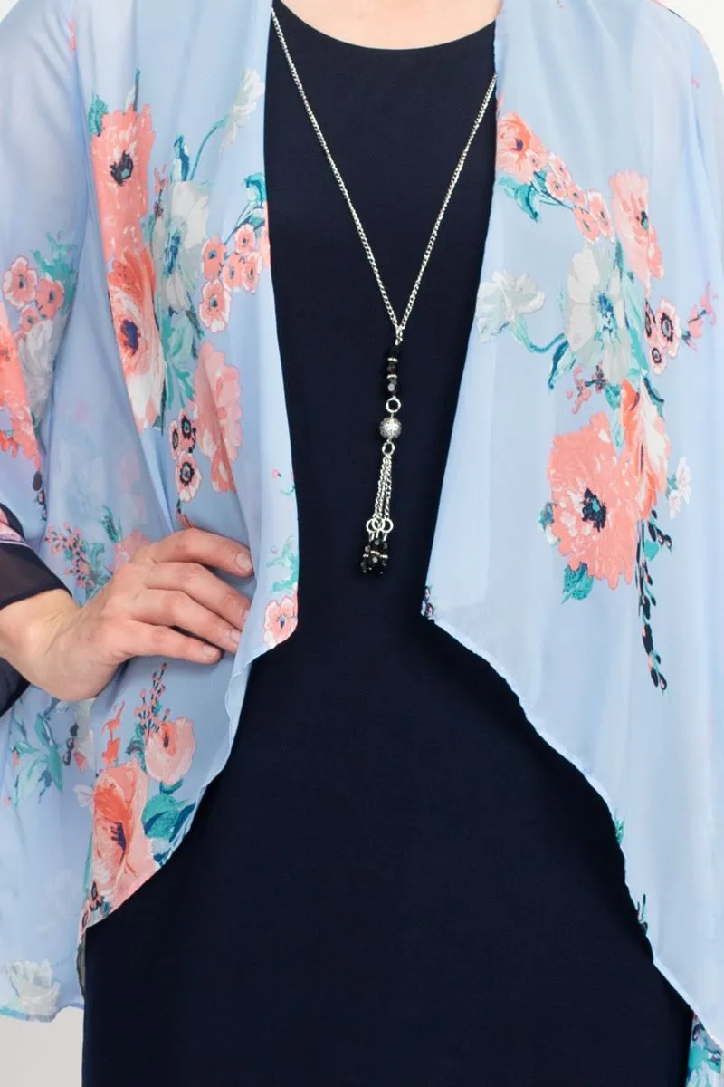 Sandra Darren Chiffon Knit Floral Kimono Jacket Dress