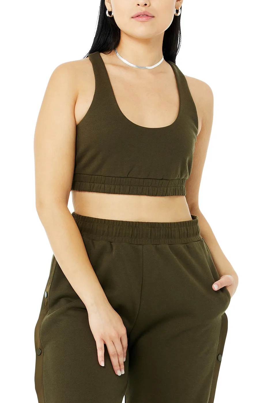 Scoop Neck Sweatshirt Bra - Dark Olive