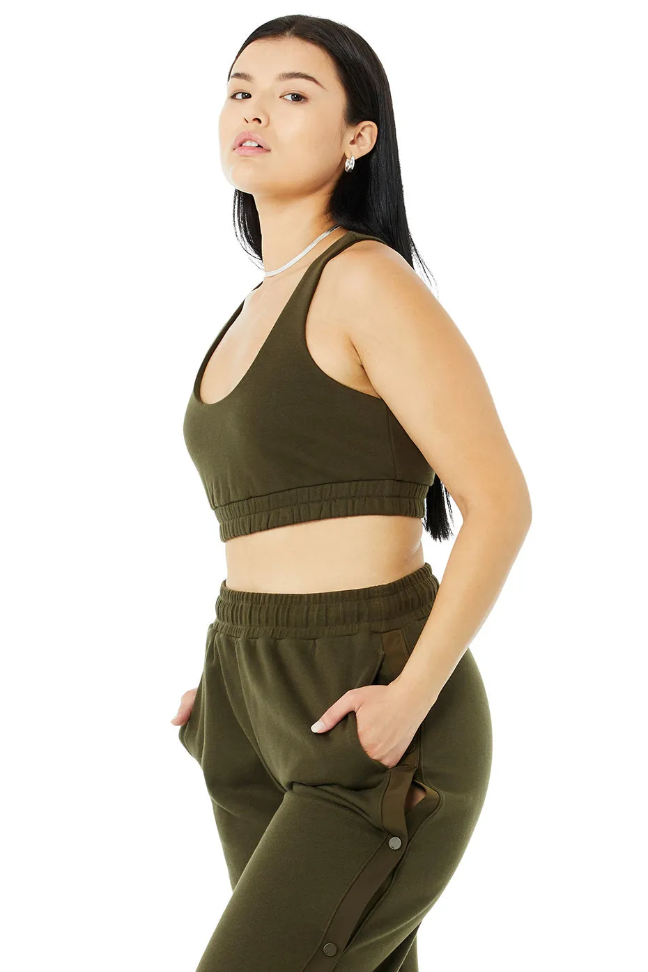 Scoop Neck Sweatshirt Bra - Dark Olive