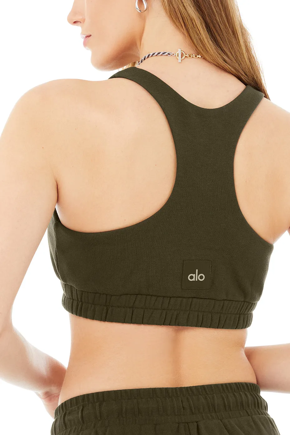 Scoop Neck Sweatshirt Bra - Dark Olive