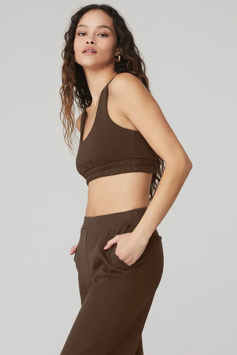 Scoop Neck Sweatshirt Bra - Espresso