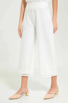 Senior Girls White Mesh Culottes